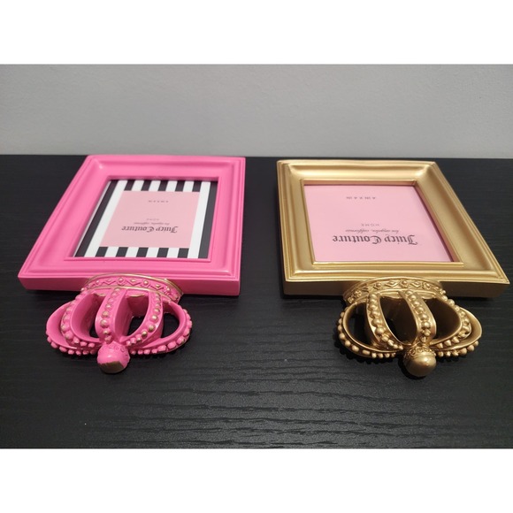 Juicy Couture Home 2 Picture Frames with Crown Set Pink and Gold 4x4 Y2K - Picture 3 of 5